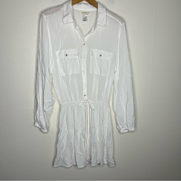 L*Space Women's Amelia Mini Dress White Sz S Long Sleeves - Picture 3 of 9